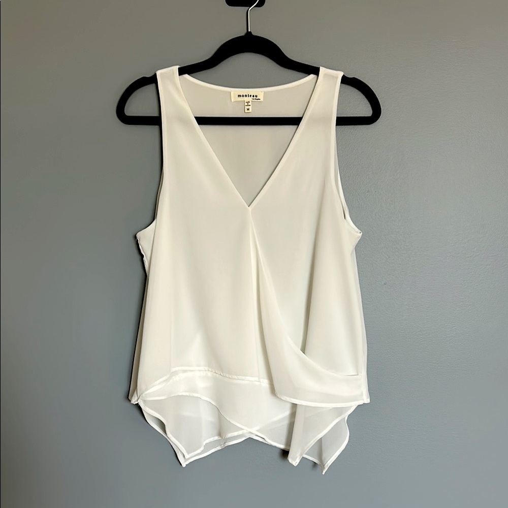 🟡3for$15 Monteau White Sheer Sleeveless Top
